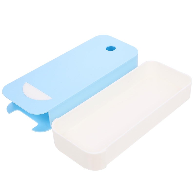Blue Plastic Desk Drawer Organizer For Pen Ruler Hidden Storage Office Student Workspace - Image 2