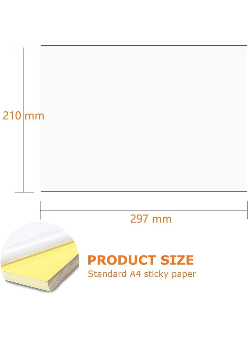 100 Sheets A4 Printable Sticker Paper - Matte White Full-Sheet Label for Inkjet & Laser Printers, DIY Adhesive Paper (29.7 x 21 cm) - Image 5