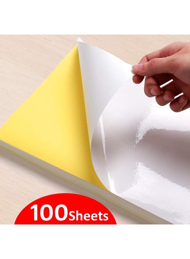 100 Sheets A4 Printable Sticker Paper - Matte White Full-Sheet Label for Inkjet & Laser Printers, DIY Adhesive Paper (29.7 x 21 cm) - Image 3
