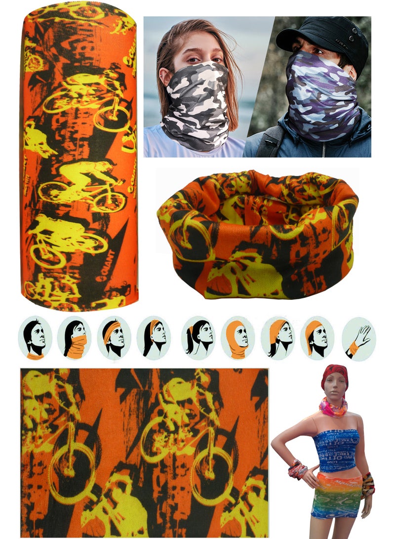Unisex Multifunctional Multi-use Balaclava Bandana Scarf Neck Gaiter Tube Cover Face Mask Head Arm Wear Band Breathable Washable Free Size Stretch Fabric for Dust Sun Wind Protection, Sports and Outdoor Activities, Multi Color 003 - Image 1