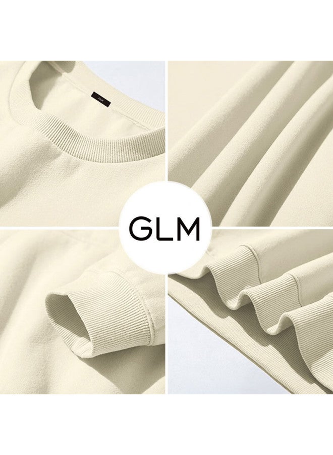 Glm Men's Autumn Crewneck Solid Color Casual Loose Fit Youth Basic Sweatshirt - Image 2