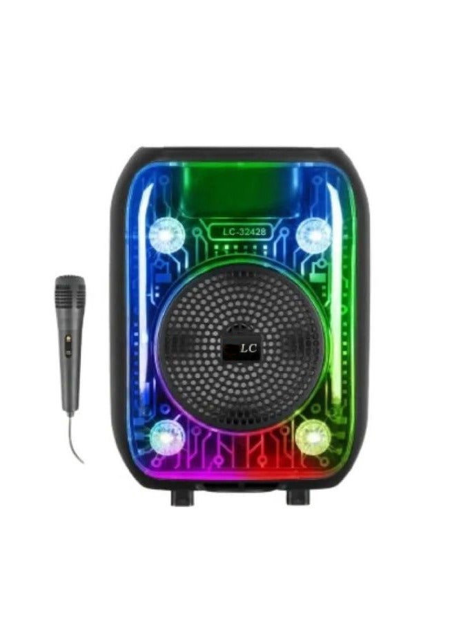 LC Portable Bluetooth Speaker with LED Lights FM Radio and Karaoke Function - Image 2