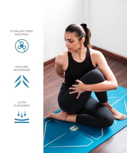 TEGO Core Yoga Mat (Teal Gold) | 8mm Ultra-Cushioned TPE Mat with Posture Reference Lines | Antimicrobial, Non-Slip, Lightweight & Portable with Carry Bag | Beginner-friendly Yoga Mat | 72/78 x 26” | Joint-Friendly Mat - Image 2