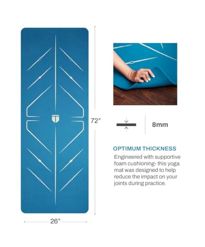 TEGO Core Yoga Mat (Teal Gold) | 8mm Ultra-Cushioned TPE Mat with Posture Reference Lines | Antimicrobial, Non-Slip, Lightweight & Portable with Carry Bag | Beginner-friendly Yoga Mat | 72/78 x 26” | Joint-Friendly Mat - Image 3