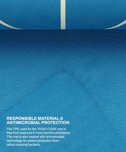 TEGO Core Yoga Mat (Teal Gold) | 8mm Ultra-Cushioned TPE Mat with Posture Reference Lines | Antimicrobial, Non-Slip, Lightweight & Portable with Carry Bag | Beginner-friendly Yoga Mat | 72/78 x 26” | Joint-Friendly Mat - Image 4