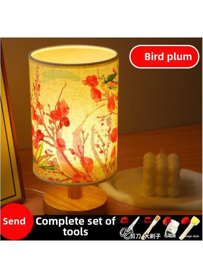 Mother's Day Butterfly Gubat Handmade Table Lamp Diy Material Group Building Activity Bone Bat Night Light-Color:Bird Plum (full Package)  - Image 1
