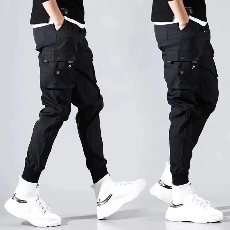 Mens 2022 Spring Casual Tapered Cargo Pants Gray - Image 4