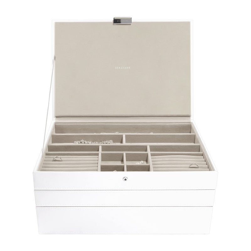 Stackers White & Chrome Supersize Jewellery Box- Set of 3 - Image 1