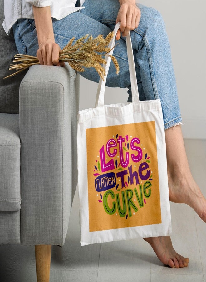 ARTBUG Tote Bag for Women with zip, Aesthetic Canvas tote bag for college girls, office, stylish and reusable - Let's the Curv - D No - 227 - Image 2