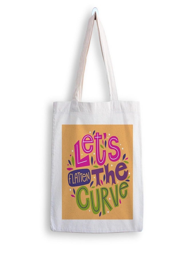 ARTBUG Tote Bag for Women with zip, Aesthetic Canvas tote bag for college girls, office, stylish and reusable - Let's the Curv - D No - 227 - Image 1