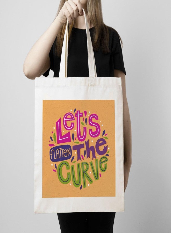 ARTBUG Tote Bag for Women with zip, Aesthetic Canvas tote bag for college girls, office, stylish and reusable - Let's the Curv - D No - 227 - Image 3