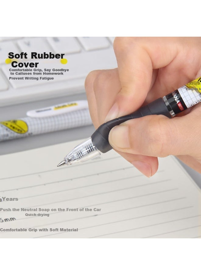 Genvana Quick-Drying 0.5Mm Black Soft Rubber Grip Gel Pen With Bullet Tip, Press Type Signature Pen, Student Water Pen 12Pcs/Box G-1318-029 - Image 2