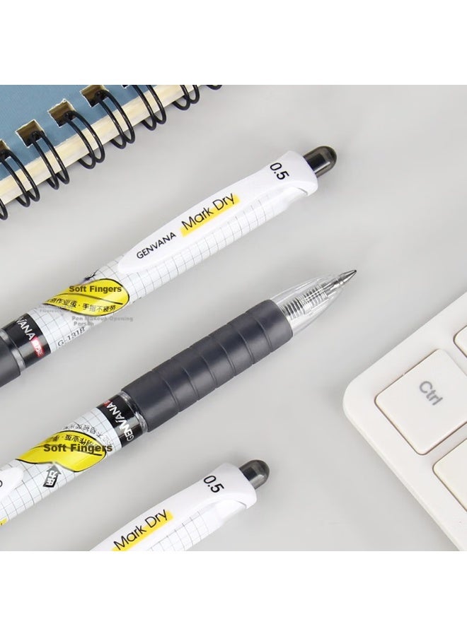 Genvana Quick-Drying 0.5Mm Black Soft Rubber Grip Gel Pen With Bullet Tip, Press Type Signature Pen, Student Water Pen 12Pcs/Box G-1318-029 - Image 5
