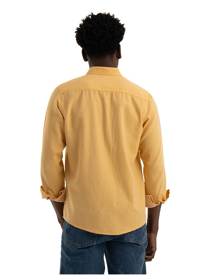 clever - Shirt Men's, Stylish Long-sleeved  Oxford Cotton, Yellow - Image 1