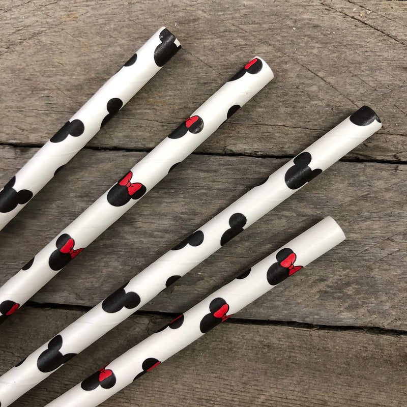 Outside the Box Pape Mickey and Minnie Mouse Inspired Paper Straws - Black Red White - 7.75 inches - 50 Pack - Outside the Box Papers Brand - Image 5