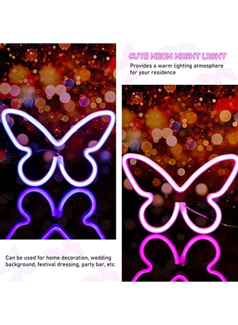Luckam Butterfly Neon Signs Butterfly LED Light 3-AA Battery Powered, USB Operated Wall Neon Light Decor Butterfly Neon Wall Art for Birthday Wedding Outdoor Bedroom 2 Pieces - Image 5