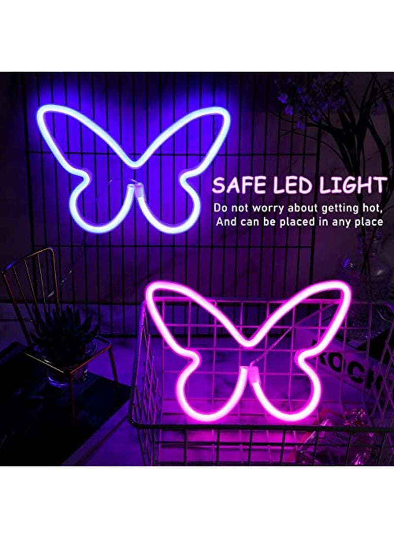 Luckam Butterfly Neon Signs Butterfly LED Light 3-AA Battery Powered, USB Operated Wall Neon Light Decor Butterfly Neon Wall Art for Birthday Wedding Outdoor Bedroom 2 Pieces - Image 4