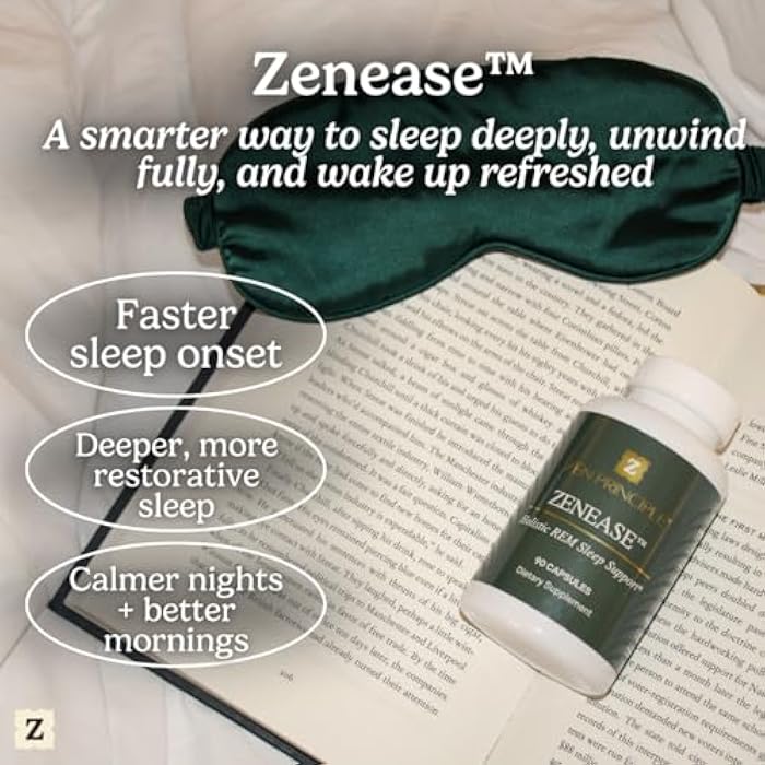 Zen Principle Zenease Sleep Support with Magnesium Glycinate, Ashwagandha KSM-66®, Saffron, L-Theanine & GABA – No Melatonin, Natural Stress Relief & Sleep Aid. 90 Capsules - Image 3