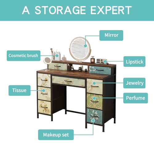 HOME CUBE Chest of Drawers Modern Vanity Glossy Dressing ,Study Table,Computer Desk with 9 Fabric Drawer Open Shelves Multipurpose Table Fabric Storage Cabinet for Living Room Bedroom(120x40x90cm) - Image 5
