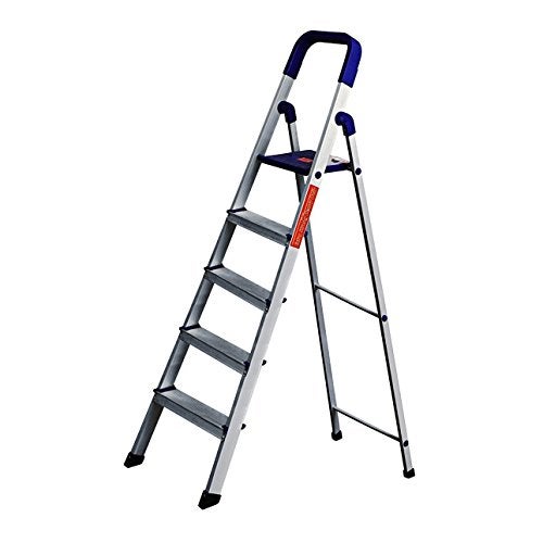 GRAZIA Folding Aluminium Ladder with Wide Steps - Home Pro 5 Steps -Made in India - Image 1