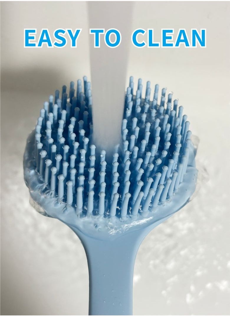 HieerBus - Back Scrubber Brush for Shower,Soft Silicone Bath Body Brush with Long Handle Double Sided Brush for Men Women Shower Exfoliating and Massage Blue - Image 1
