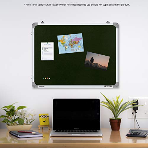 Pragati Systems® Genius Pin-up Display Board for Kids, Home & Kitchen with Lightweight Aluminium Frame | Soft Board with Fabric for Push Pins | Small Size 1.5x2 Feet (Pack of 1), Green - Image 3