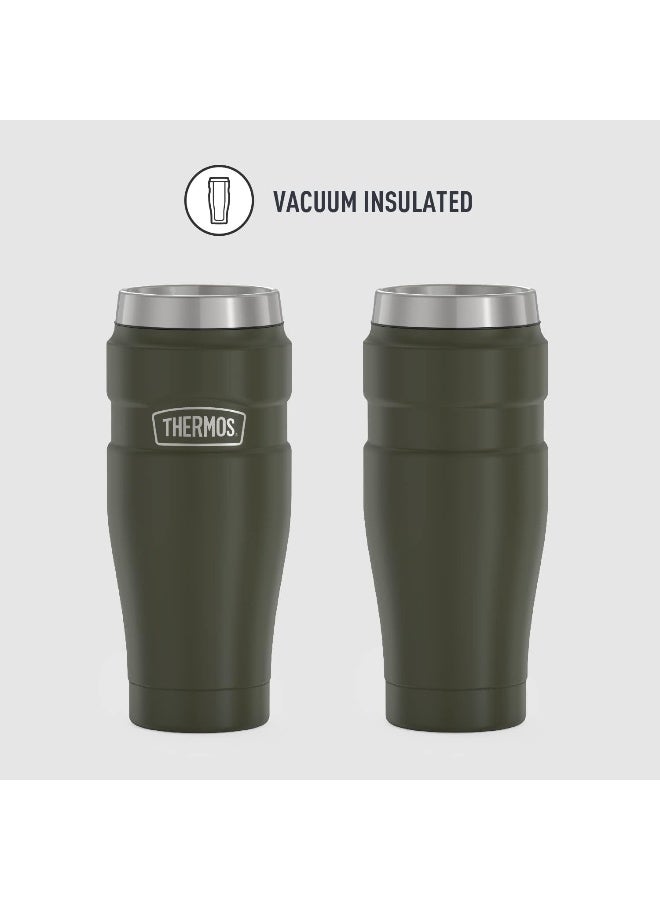 THERMOS Stainless Steel Vacuum Insulated Army Green Tumbler 470 ML, SK1005AG, Travel Tumbler, Insulated Cup, Tumbler with Handle - Image 2