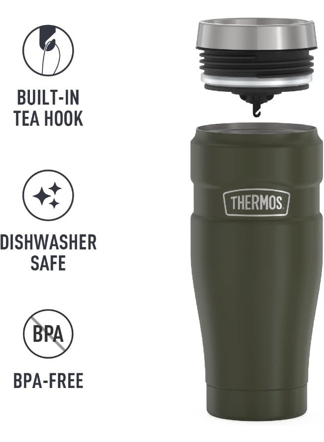 THERMOS Stainless Steel Vacuum Insulated Army Green Tumbler 470 ML, SK1005AG, Travel Tumbler, Insulated Cup, Tumbler with Handle - Image 5