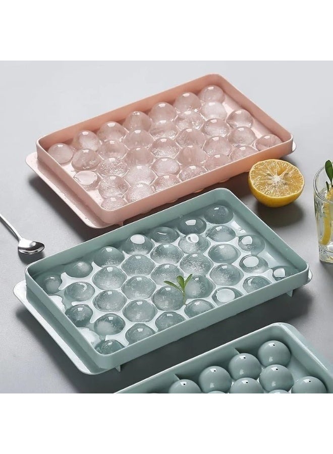 Poaker Multicolor Ice Cube Tray with Lid -Round Ice Ball Maker Mold for Freezer - Mini Circle Ice Cube Tray Making for Sphere Ice Chilling Drinks Juice Coffee etc (Pack of 1) - Image 5