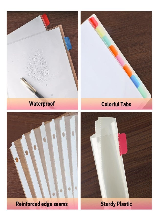 FUCDTEFC Binder Dividers with Tabs, 8 Tab Clear Sheet Protectors for 3 Ring Binder, White Dividers for 3 Ring Binder Page Protectors, Notebook Binder Sleeves with Pockets, 2 Set (16 Pcs) - Image 3