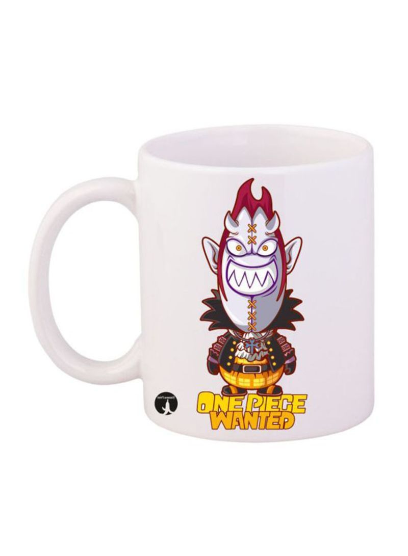 RKN Anime One Piece Printed Mug White/Red/Yellow 12ounce