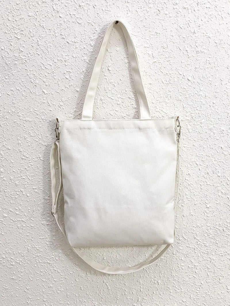 Glowic Women, Cute Hand Girls for College, Travel, Grocery, Reusable Shopping Book Bag(WBAG-36) (White) Contemporary - Image 4