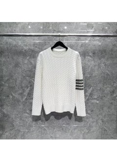 Generic Thickened Cable Knit Winter Sweater Men Women Casual Fashion Round Neck Pullover Coarse Wool Top Versatile Knitwear Light gray  - Image 2