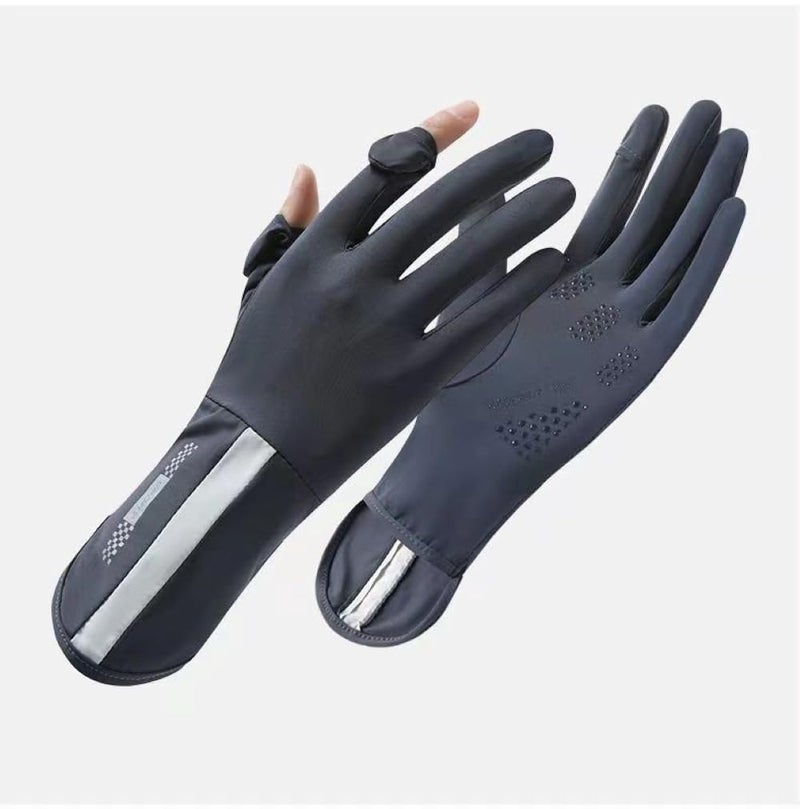 ZURATO Hand Gloves for Bike Riding for Women Sun Protection & Anti-Skid, Breathable, Open Finger Touch Screen, Driving, Cycling, Summer Cooling (Grey, Hand Gloves) - Image 1