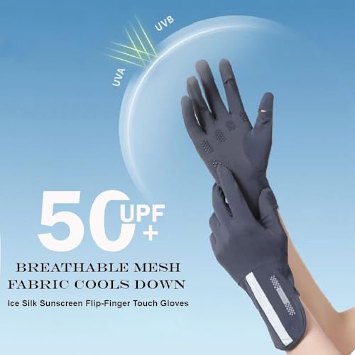 ZURATO Hand Gloves for Bike Riding for Women Sun Protection & Anti-Skid, Breathable, Open Finger Touch Screen, Driving, Cycling, Summer Cooling (Grey, Hand Gloves) - Image 5