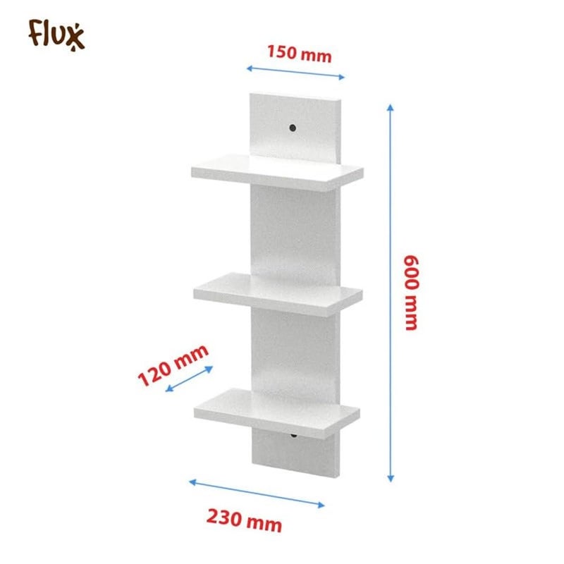 Flux flux Wooden Wall Shelves for Living Room Home Decor Items Floating Book Rack for Study Room, Office, Kitchen Mounted Shelves Vertical Design for Living Room (Mini Three Tier Shelf Without hook, White)  - Image 2