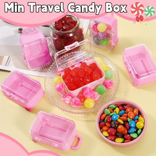IJRPLM 16 Pack Mini Suitcase Favor Box,Clear Tiny Suitcase,Cute Miniature Travel Case Box for Wedding Party Decoration Jewelry Storage(Pink) - Image 3