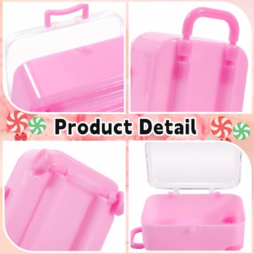 IJRPLM 16 Pack Mini Suitcase Favor Box,Clear Tiny Suitcase,Cute Miniature Travel Case Box for Wedding Party Decoration Jewelry Storage(Pink) - Image 4