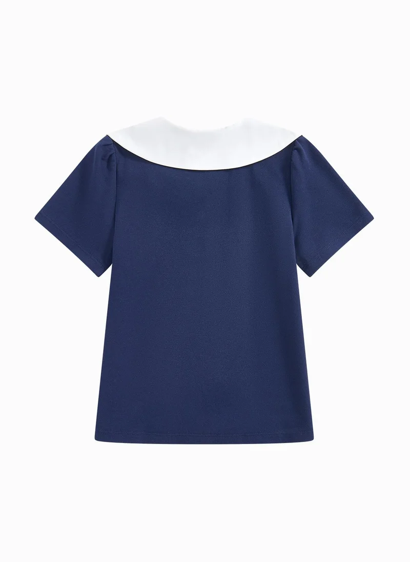 Balabala Kids Girl Lapel Short-Sleeved T-Shirt