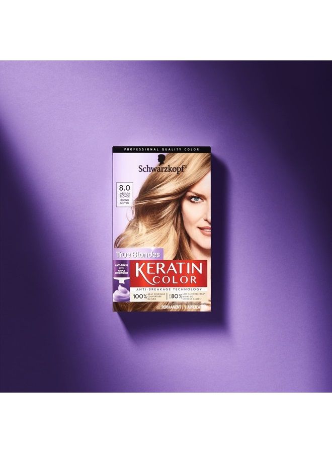 Schwarzkopf Keratin Color Permanent Hair Color Cream, 8.0 Medium Blonde - Image 3