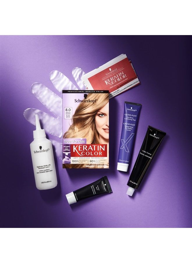 Schwarzkopf Keratin Color Permanent Hair Color Cream, 8.0 Medium Blonde - Image 4