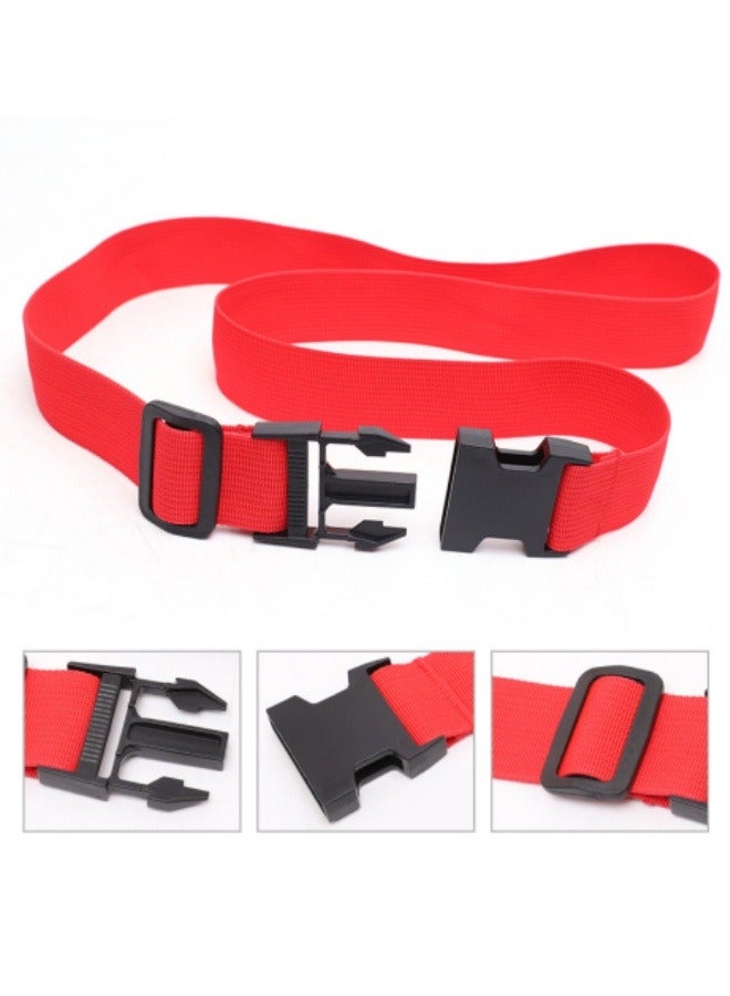 شريطان للأمتعة قابلان للتعديل وربطة عنق وحزامان لحقيبة الظهر باللون الأحمر - Image 1