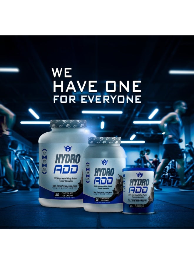 مسكليد هيدرو ادد  بطعم الشيكولاتة 100٪ بروتين متحلل أسرع امتصاصًا - 25 سيرف آيس كريم الشوكولاتة - Image 2