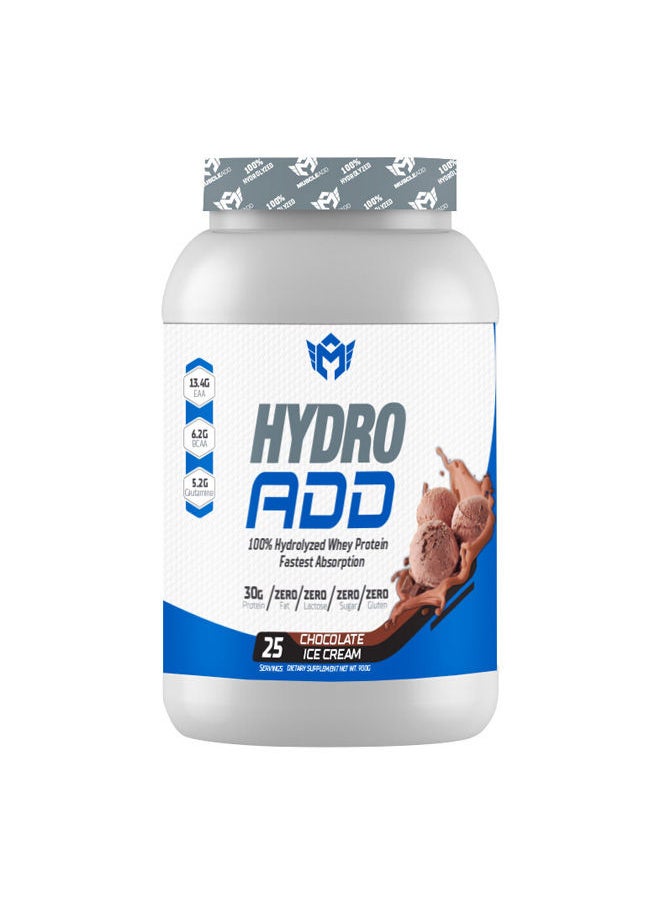 MUSCLEADD Muscle Add Hydro Add 100%Hydrolyzed Whey Protein Fastest Absorption-25Serv Chocolate Ice Cream 