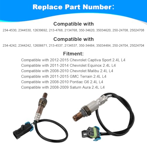 JDMON 2PCS Oxygen O2 Sensor Upstream Downstream Replacement for 2011-2014 Chevrolet Equinox, Malibu, Captiva, GMC Terrain 2.4L L4 Compatible with 234-4530, 234-4242, 12639692, 12606671 - Image 4