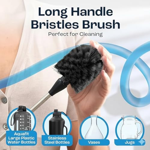 Hasselt 5 in 1 Bottle Cleaner Brush with 14 Inch Long Handle Washing Bottle Cleaning Brushes for Narrow Neck Water Bottles Tumblers Straws Coffee Mugs Sport Bottles Flasks and Thermos Lid Cup Brush - Image 5