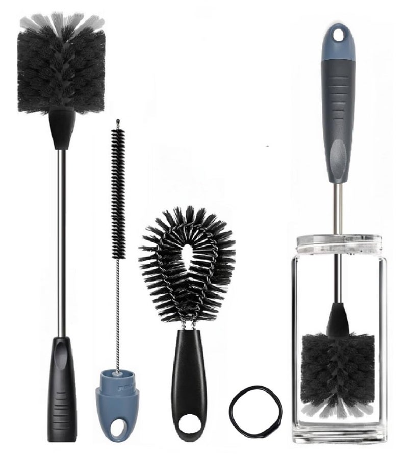 Hasselt 5 in 1 Bottle Cleaner Brush with 14 Inch Long Handle Washing Bottle Cleaning Brushes for Narrow Neck Water Bottles Tumblers Straws Coffee Mugs Sport Bottles Flasks and Thermos Lid Cup Brush - Image 1