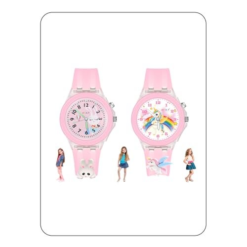 Spiky Analog Watch For Kids Combo (Pink) | 3D Cartoon | 7 Multicolor LED Luminous Disco Lights With Silicone Strap | Stylish Birthday Gift | Analogue Wrist Watches For Girls & Boys | Age 3-10 Yrs | Combo Pack of 2 - Image 1