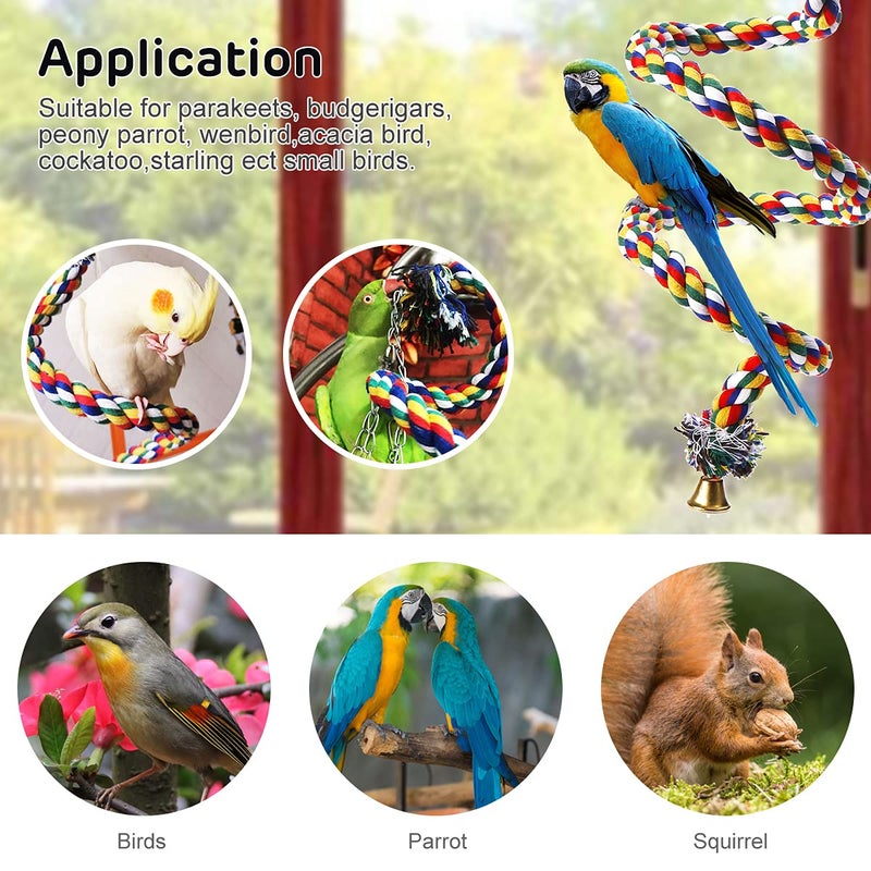 Futurekart Parrot Bird Toys Natural Colorful Rope Bungee Climbing Ropes Swing Chewing Toys - Lengh 1m - Image 3