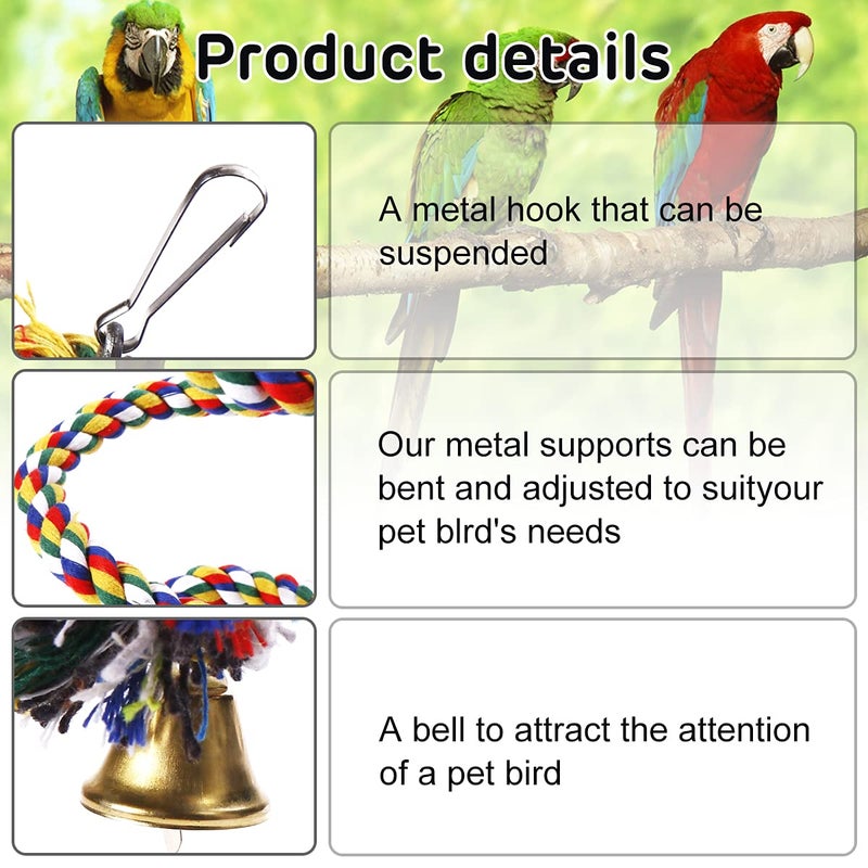 Futurekart Parrot Bird Toys Natural Colorful Rope Bungee Climbing Ropes Swing Chewing Toys - Lengh 1m - Image 5
